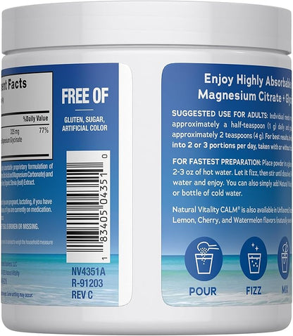 Natural Vitality Calm Magnesium Supplement, Anti-Stress Drink Mix Powder, Gluten Free, Vegan, & Non-GMO, Orange, 8 oz