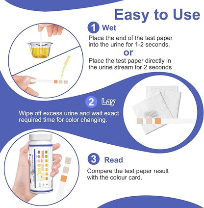 3-in-1 UTI Test Strips, Full Panel Urinary Tract Infection Test Kit at Home for Women Men Kids, Detection with Accurate Leukocytes, Nitrite, and PH Readings, Simple at-Home Urine Test Strips, 50ct