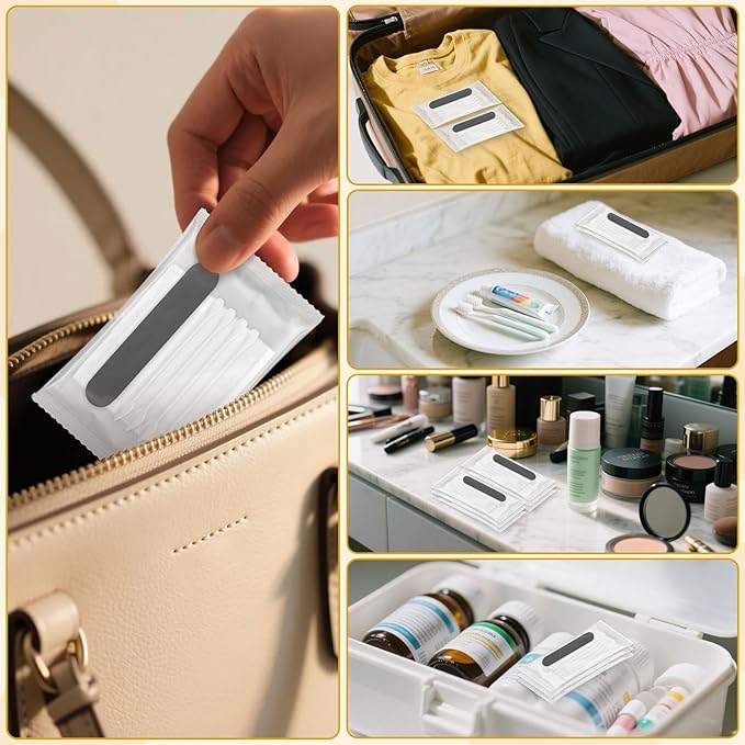 Hotel Vanity Kit Individually Wrapped Bulk Travel Cleaning Kit for Hotels Disposable Travel Size Hotel Hospitality Supplies Hygiene Kits for Homeless in Bulk Square Cotton (50)