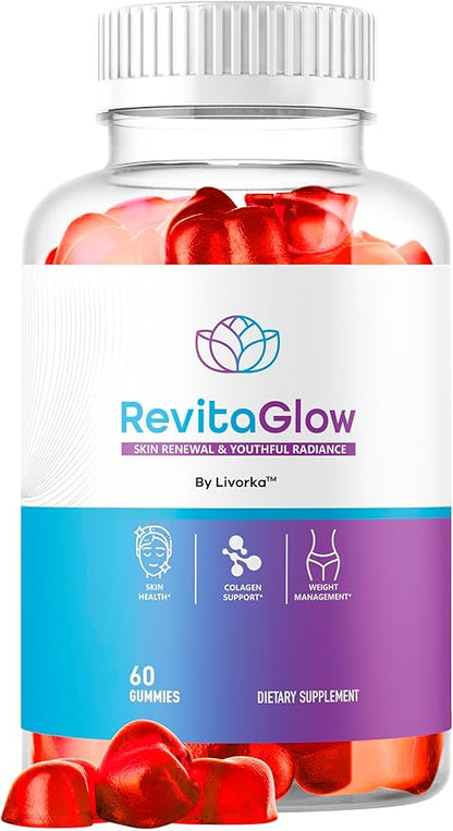 RevitaGlow Gummies - Official Revita Glow Gummy Premium Natural Skin Health Support, RevitaGlowGummies for Gut and Skin Healthy Advanced Renewal Formula Gummys, 60 Gummies for 1 Month