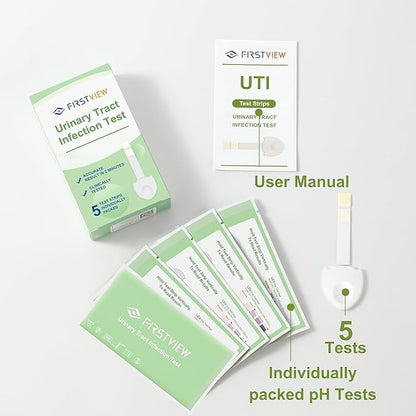 UTI Test Strips,Urinary Tract Infection Test Strips for Women, Men & Kids for UTI and Bladder, Detect Leukocytes and Nitrites,Results in 2 Minutes, Specialized Handle Design Easier use-5Pcs