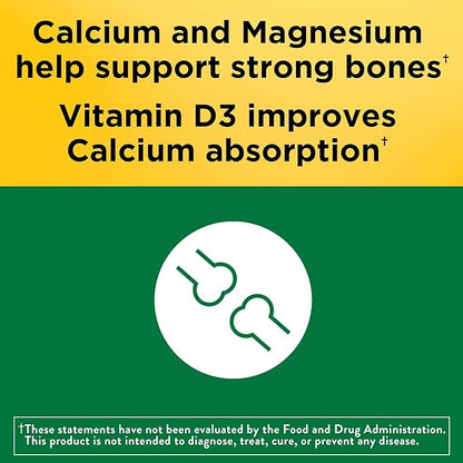 Nature Made Calcium Magnesium Zinc with Vitamin D3, Dietary Calcium Supplement for Bone Support, 300 Tablets