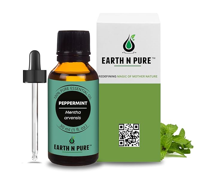 Earth N Pure Peppermint Essential Oil (Pudina Oil) Undiluted, Natural and Therapeutic Grade with Glass Dropper 30 ml
