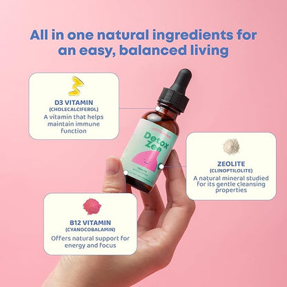 JoySpring DetoxZee Zeolite for Kids – Zeolite Clinoptilolite Drops with Cyanocobalamin B12 & Vitamin D3 Kids Support – Natural Berry Flavor Liquid | (2fl oz) 60 Servings