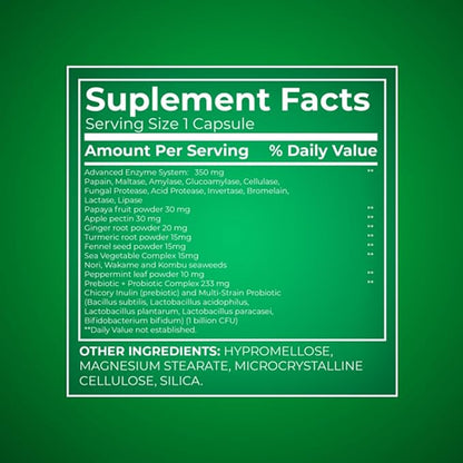 Unique Bundle Store Digestive Enzymes – 60 Vegetarian Capsules, Enzimas Digestivas with Probiotics and Prebiotics, Enzymes for Digestion, Daily Digestive Health Supplement (Pack of 2)