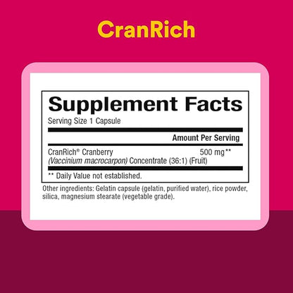 CranRich by Natural Factors, Super Strength Cranberry Concentrate, Antioxidant Supplement for Urinary Tract Support, Non-GMO, 90 Capsules