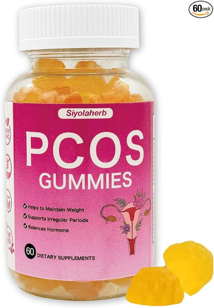 PCOS Vitamins Gummies for Women Hormone Balance & PCOS Relief & Fertility Support, 60 Ovarian Support Vitamins with Inositol for Healthy Menstrual Cycle, Inositol Gummies for Hirsutism and Acne