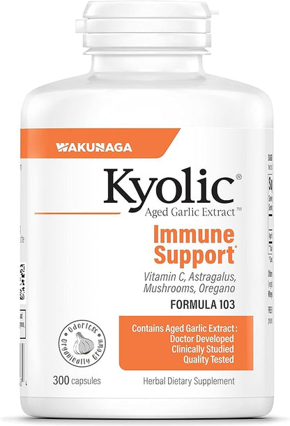 Kyolic Aged Garlic Extract Formula 103, Immune Support*, 300 Capsules