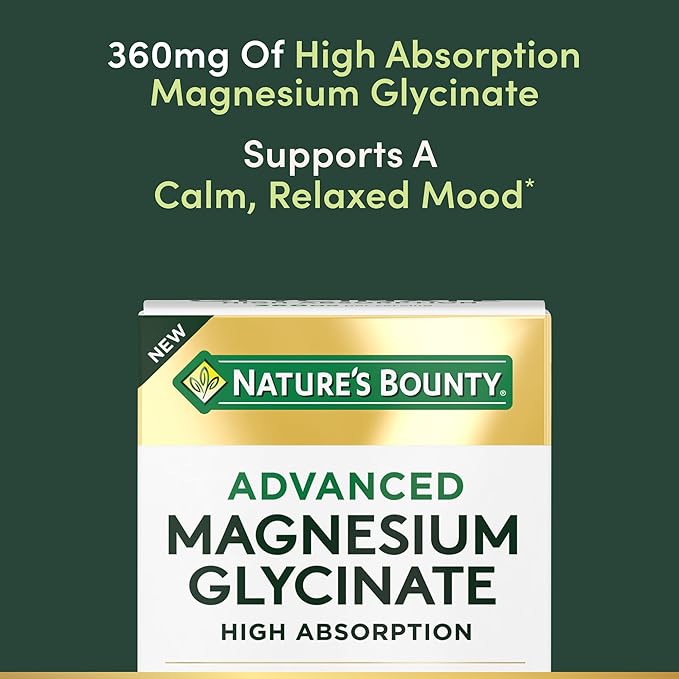 Nature's Bounty Calm Magnesium Glycinate Supplement - High Absorption Magnesium for Relaxed Mood, Heart & Bone Health, 90 Capsules (Pack of 3)