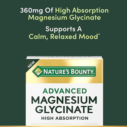 Nature's Bounty Calm Magnesium Glycinate Supplement - High Absorption Magnesium for Relaxed Mood, Heart & Bone Health, 90 Capsules (Pack of 3)