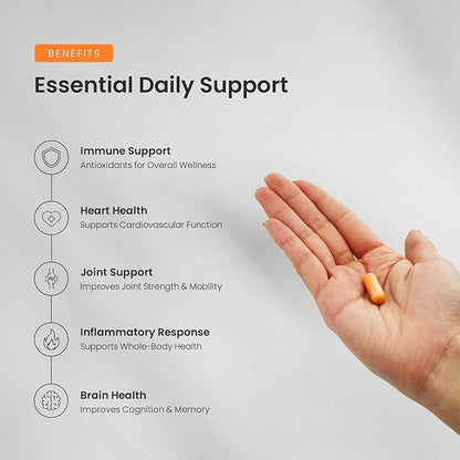 Turmeric Curcumin - 3,120 mg Complex with Ginger & Black Pepper Extract - 95% Curcuminoids - Extra Strength Turmeric Supplement for Joint Health, Brain, Heart & Immune Support - 180 Turmeric Capsules