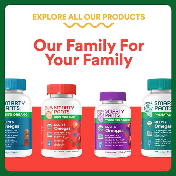 SmartyPants Kids Multivitamin & Fiber Gummies: Prebiotic Fiber to Support Kids Digestion with Vitamin D3, C, Vitamin B12, B6, A, Zinc, Biotin, Folate, Three Fruit Flavors, 90 Count (30 Day Supply)