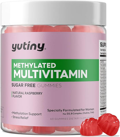Methylated Multivitamin for Women Gummies, Methyl B Complex Vitamins with D3 Zinc Choline TMG for Energy & Nervous System, Vegan, Sugar Free, 60 Count