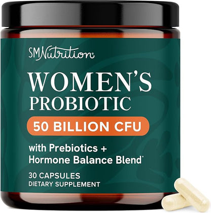 Probiotics for Women | 50 Billion CFU for Vaginal, pH Balance & Digestive Health Support | Female Probiotics with Prebiotics & Hormone Balance Blend | Shelf Stable | Vegan, Gluten-Free | 30 Ct