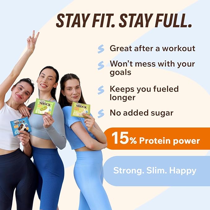 Fitness SHOCK Protein White Brownie Variety Pack - No Added Sugar, 7.5g Protein, Low Carb Dessert - Pistachio, Cookie Cream, Lemon Poppy - 0g Added Sugar, 10g Net Carbs - 10 x 50g