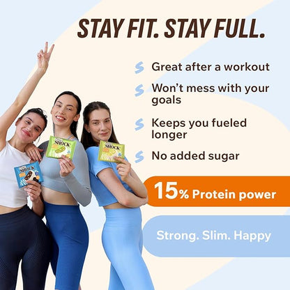 Fitness SHOCK Protein White Brownie Variety Pack - No Added Sugar, 7.5g Protein, Low Carb Dessert - Pistachio, Cookie Cream, Lemon Poppy - 0g Added Sugar, 10g Net Carbs - 10 x 50g