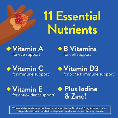 L’il Critters Gummy Vites Daily Gummy Multivitamin for Kids, Vitamin C, D3 for Immune Support Cherry, Strawberry, Orange, Pineapple and Blueberry Flavors, 70 Count Gummies