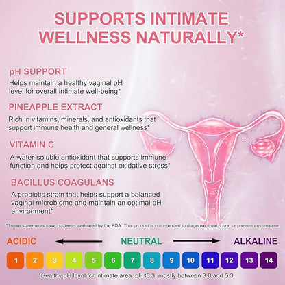 Vaginal Probiotics Gummies, Premium Feminine Balance Gummies for Women, Vaginal Probiotics for Women pH Health Supplement, Promote Healthy Vaginal Odor & Vaginal Flora, 60 Count