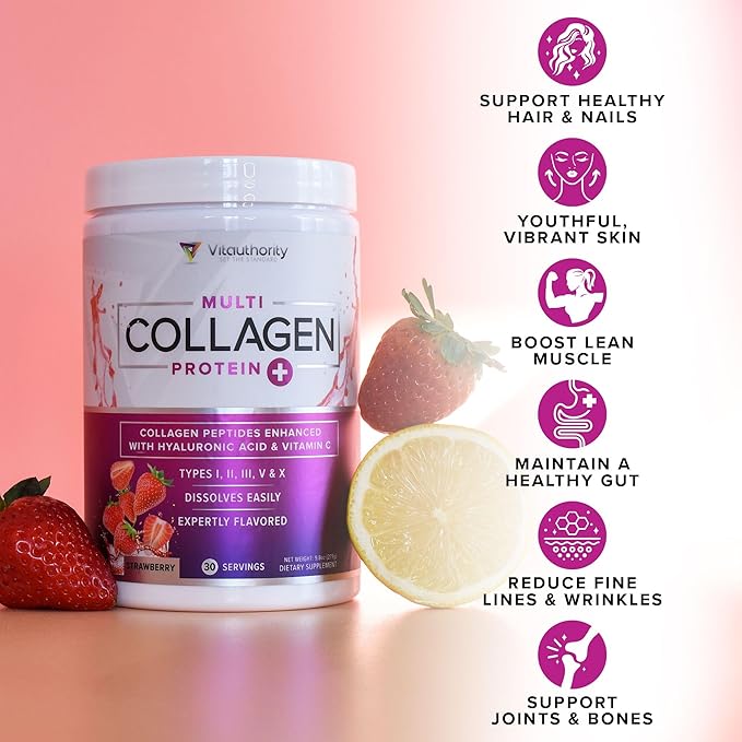 Multi Collagen Peptides Powder for Women - Hydrolyzed Chocolate Collagen Powder for Women with Types I II III V & X Vitamin C & Hyaluronic Acid for Hair Skin and Nails (Chocolate) - 25 Servings