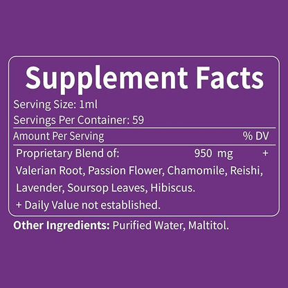 Valerian Root Sleep Support Drops, Natural Herbal Supplement Tincture with Passion Flower and Chamomile Extract for Better Sleep & Relaxation. 2oz