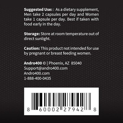 Andro400 Max Advanced T-Support & Nitric Oxide Booster – Traditional Tongkat Ali 100:1 Extract with L-Arginine & L-Citrulline – Supports Circulation and Physical Performance – 180 Capsules