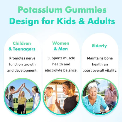 softbear Potassium Citrate Gummies, High Potency Potassium Citrate 1000mg Supports Leg Cramps & Muscle Health Potassium Gummies for Adults & Kids Mixed Fruit Flavor 60 Count