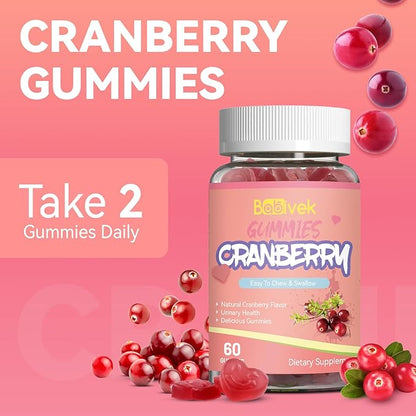 Cranberry Gummies 1000mg, Supplements for Women, with D-Mannose 250mg, Womens Probiotic Gummies, Urinary Tract Health, Cranberry Flavor, NO GMOs, 60 Count