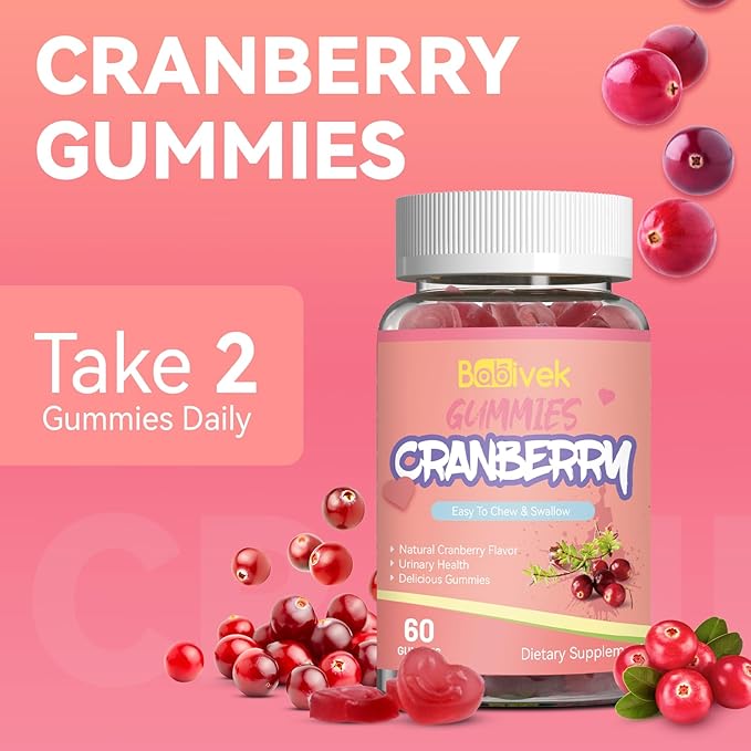 Cranberry Gummies 1000mg, Supplements for Women, with D-Mannose 250mg, Womens Probiotic Gummies, Urinary Tract Health, Cranberry Flavor, NO GMOs, 60 Count(Pack of 2)