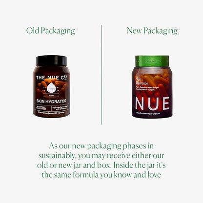 The Nue Co. Skin Hydrator Supplement - Daily Skin Support with Hydrolyzed Collagen, Aloe & Hyaluronic Acid - Gluten Free Supplement for Radiance and Hydration Support | 30 Capsules