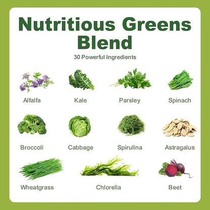 Sugar Free Greens Daily Gummies, Superfood Fruits Veggies Blend with Spirulina, Chlorella, Prebiotics & Fiber, Adaptogens Multivitamin Supplement for Women Men Digestive Health, Non-GMO, 120 Count