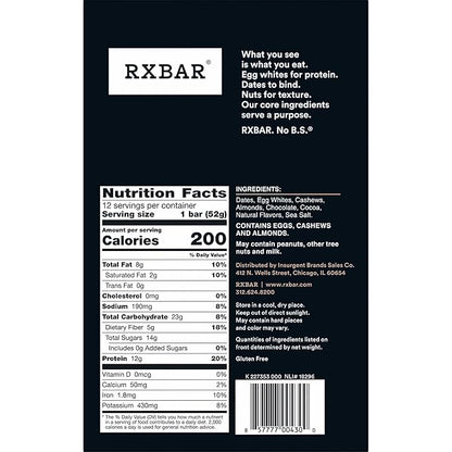 RXBAR Protein Bars, Protein Snack, Snack Bars, Chocolate Sea Salt, 22oz Box (12 Count)
