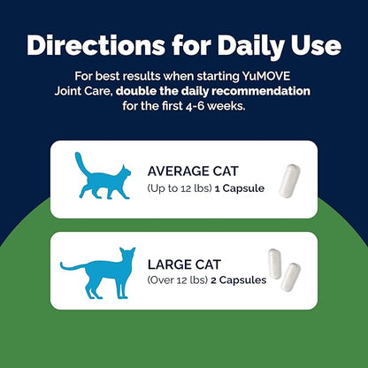 YuMOVE Cat Joint Supplement with Glucosamine, Omega 3, Hyaluronic Acid, & Green Lipped Mussel - Joint Support Supplement - for Senior Cats 60 Capsules