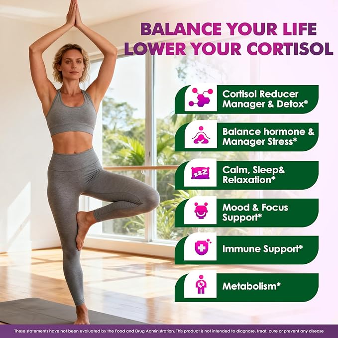 2 Pack Cortisol Supplements for Women & Men, 10 in 1 Cortisol Detox Manager Reducer with Magnesium, Ashwagandha, L-theanine, Hormone Balance Cortisol Drops, Calm, Mood Support