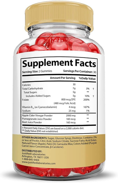 Justified Laboratories (2 Pack Speedy Keto ACV Gummies Extreme 2000MG Speedy Keto Gummies Advanced Formula Apple Cider Vinegar with Pomegranate Beet Juice Powder B12 Vegan Non GMO 60 Gummys