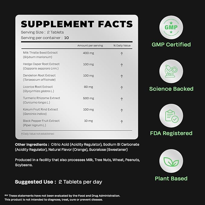 Auric Herbal Liver Support Supplement | Milk Thistle (Silymarin), Turmeric, Garlic, Ginger for Liver Health | Advanced Detox & Cleansing Formula for active Liver | 80 Tablets | Plant Based Gluten-Free
