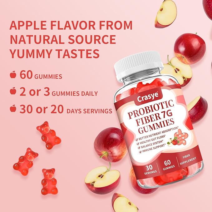 Fiber Gummies for Adults, Probiotic Fiber Gummy Sugar Free Fiber Supplement for Women Men Digestive Regularity Health Support Gut and Immune Wellness - 60 Gummies