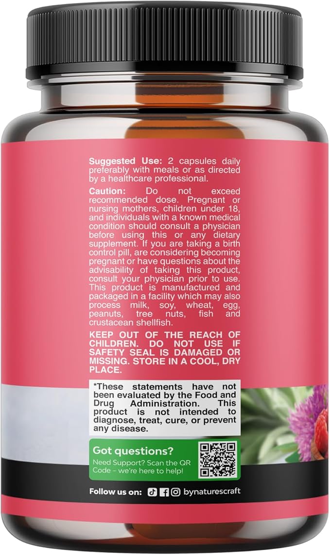 Natures Craft Complete Herbal Menopause Supplement for Women - Female Hormone Balance Capsules for Night Sweats Hot Flashes & Mood Swings with Dong Quai, Chaste Berry & Black Cohosh Root - 60 Count