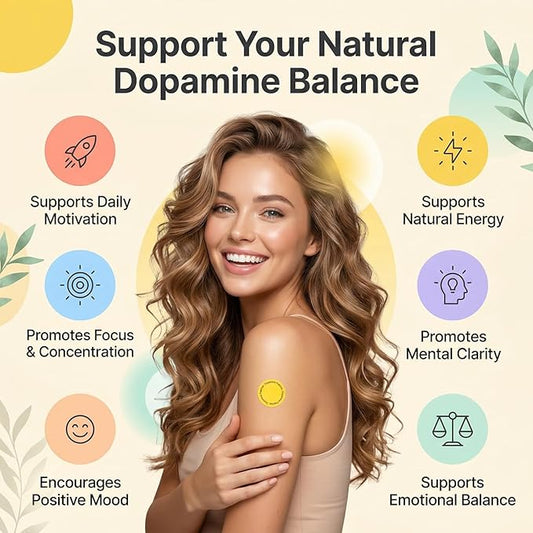 Dopamine Patches Extra Strength – 90 Count Plant-Based Vegan Mood Balance Patch for Men & Women – Supports Dopamine & Serotonin Balance – 3 Months Supply