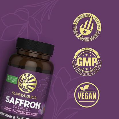 Saffron Extract Supplements Capsules 88.5 mg - Plant-Based Mood & Relaxation Supplement for Mental Clarity Focus & Emotional Balance - Vegan Daily Antioxidant for Stress Support Eye Health 60 Servings