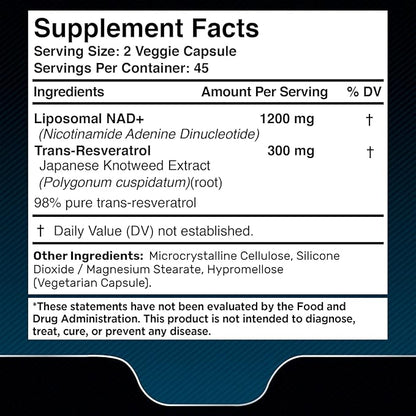 WELLNESS LABSRX Liposomal NAD Supplement, 1500mg - USA Made, NAD Resveratrol Supplement for Women and Men, NAD+ Support Cellular Health, Energy & Anti Aging - 6 Pack