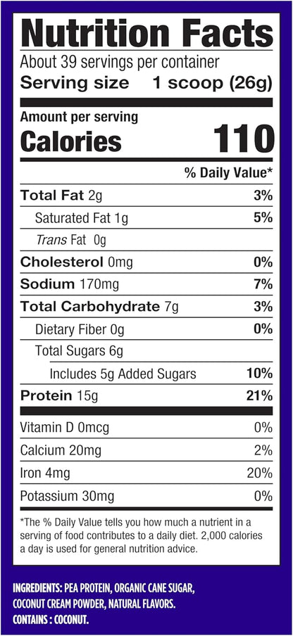 Vega Protein Made Simple Protein Powder, Vanilla - Stevia Free, Vegan, Plant Based, Healthy, Gluten Free, Pea Protein for Women and Men, 2.2 lbs (Packaging May Vary) (Pack of 1)