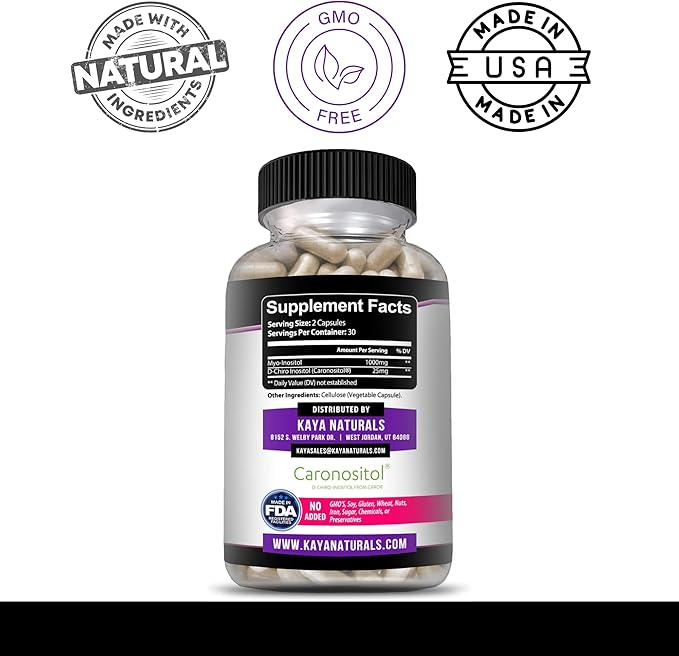 Kaya Naturals Myo & D-Chiro Inositol Plus Support for Women, Vitamin B8-60 Capsules