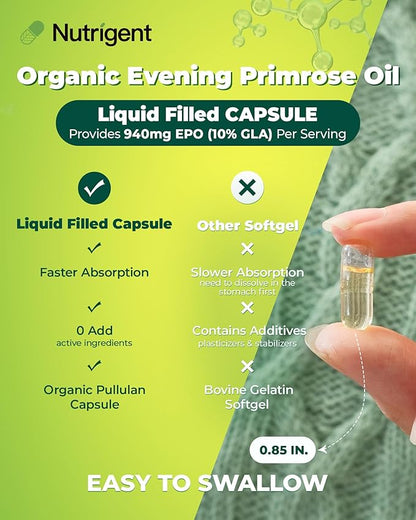 Organic Evening Primrose Oil + Cranberry Seed Oil Supplement Bundle, 940 mg Each, 100% Pure with Omegas & GLA, Cold Pressed Liquid Organic Capsules, Women’s Health, Skin Support