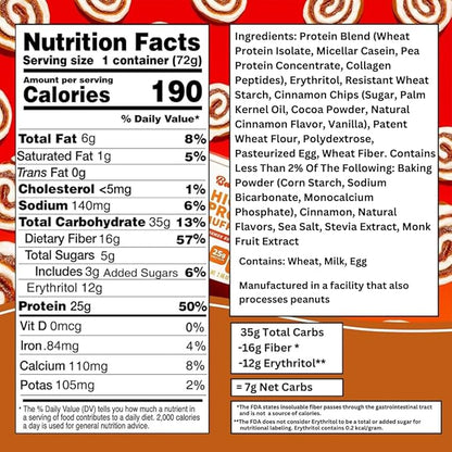 Bootylicious | High-Protein Muffin | 25g Protein, 7g Net Carbs, 2.32-2.75oz Cup, 12-Pack (Cinnamon Bun)