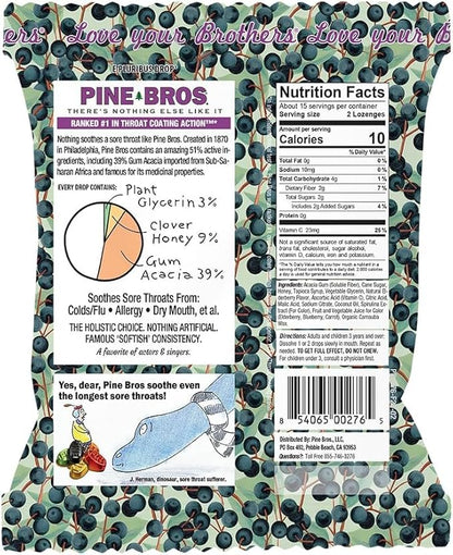Pine Bros. Gummy Sore Throat Softish Drops 30 Count (Approx) (Pack of 1, Elderberry)