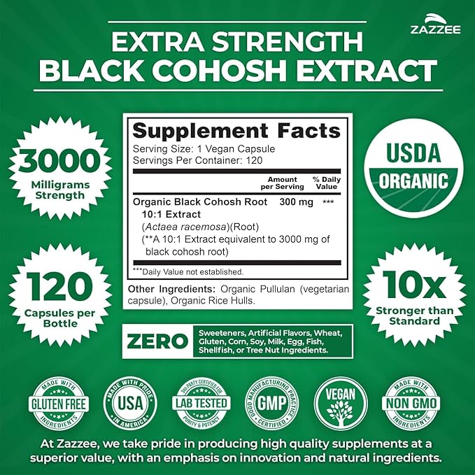 Organic Hormone Balance for Women | Organic Black Cohosh & Vitex Chasteberry Supplements for Women for Cycle Regulation Fertility Support & Overall Hormonal Balance | ISO Lab Tested (120 Servings)