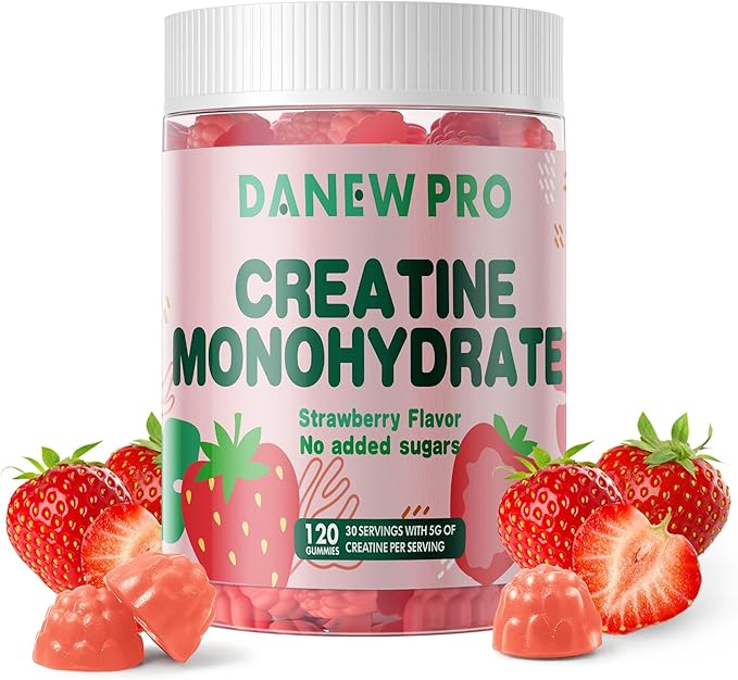 NSF Certified Creatine Gummy 5g - Creatine Monohydrate Gummies for Men & Women, Creatine Monohydrate for Muscle Strength, Muscle Builder, Energy Boost, Pre-Workout Supplement(120 Count)-Strawberry