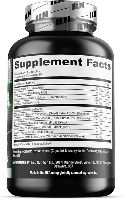 Iron Labs Nutrition: Cycle Support Plus NAC (N-Acetyl-L-Cysteine) - On Cycle Support Supplements for Men - N Acetyl L Cysteine and Milk Thistle (120 Capsules)