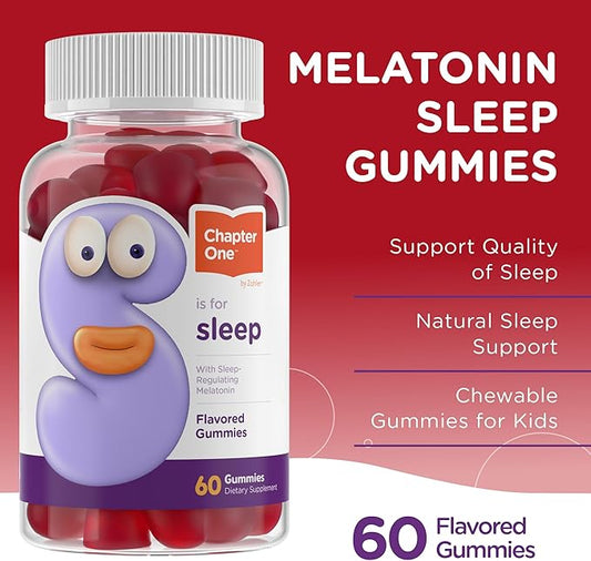Zahler - Chapter One Sleep Melatonin Gummies for Kids & Adults (60 Flavored Gummies) 2.5 mg - Natural Kids Melatonin Gummy for Sleeping
