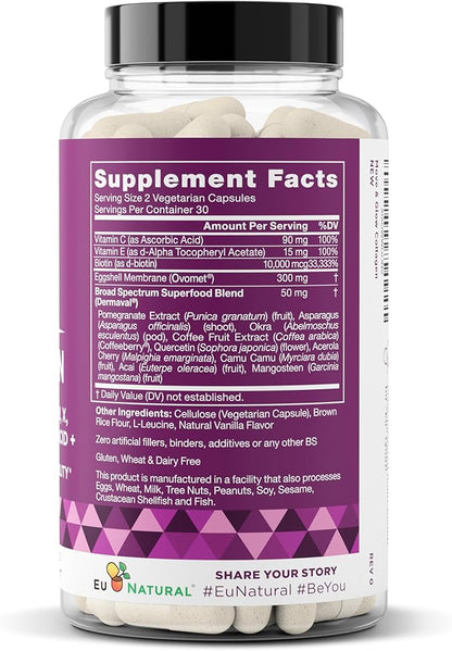 Move & Glow Collagen Pills for Women & Men – Vegetarian Multi-Collagen (Type I-V-X) with 9 Plant-based Superfoods for Skin Health & Joint Support – Biotin, Vitamin C, Vitamin E, 60 Vegetarian Capsules